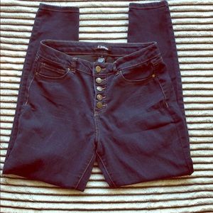 Super stretch button up skinny jeans